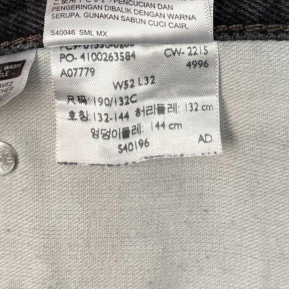 Levis 550 Jeans Mens Size 52X32 Black Denim Selvedge Grunge Workwear Utility - Picture 10 of 11